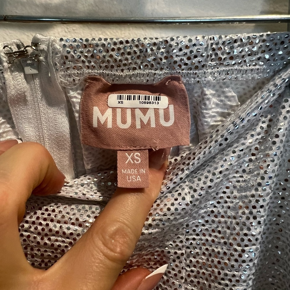 Show Me Your Mumu Silver Confetti Wrap Maxi Skirt XS Festival Glam - Picture 4 of 6